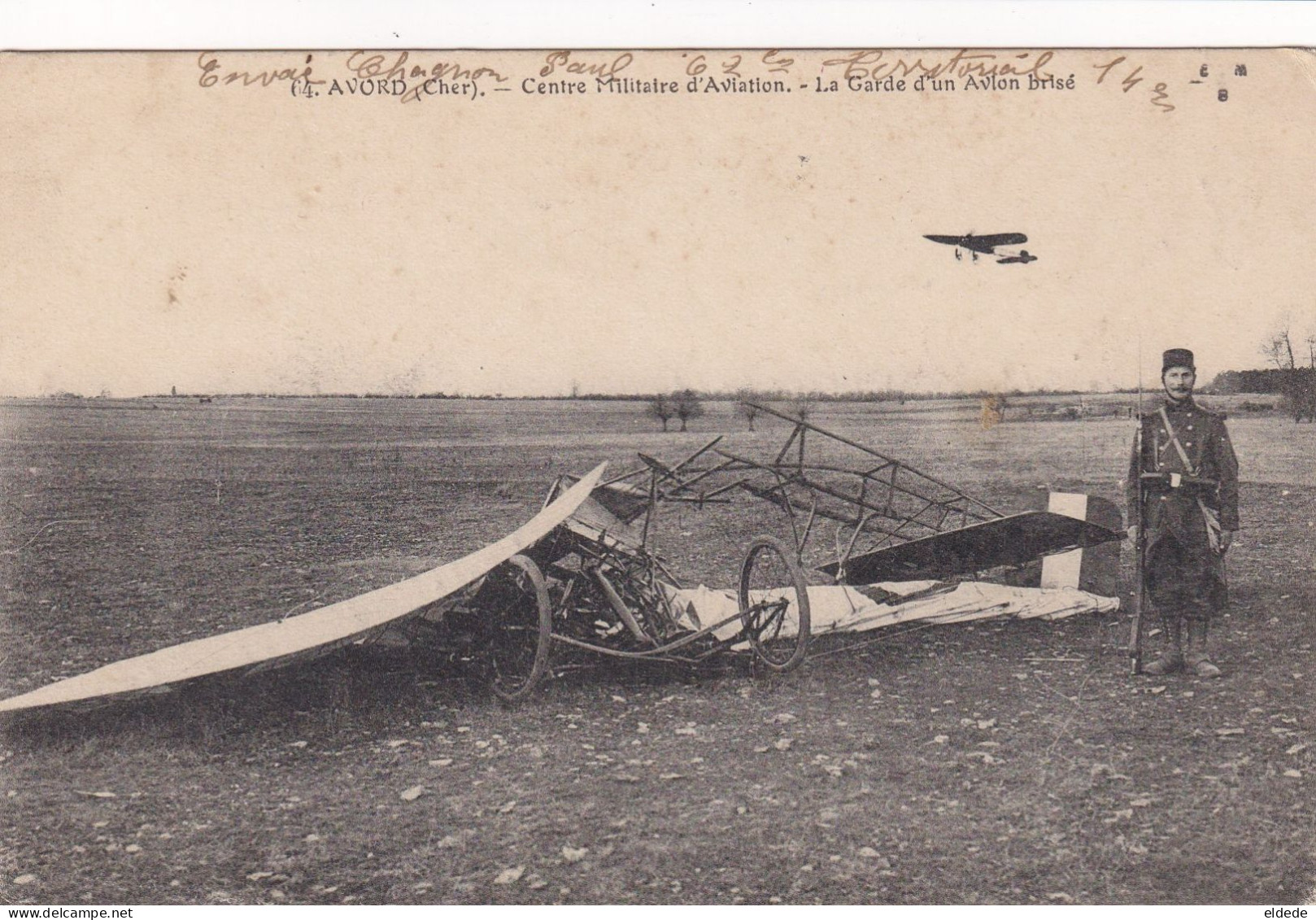 3 CP Camp Aviation Avord Cher  Cachet Militaire Section Aviation 1914  Accident Crash Atterrissage Train Equipages - Aerodromes