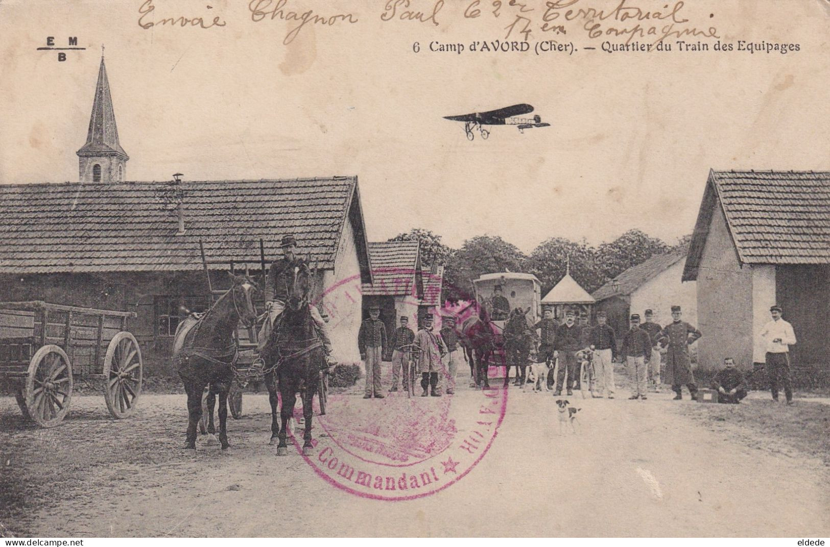 3 CP Camp Aviation Avord Cher  Cachet Militaire Section Aviation 1914  Accident Crash Atterrissage Train Equipages - Aérodromes