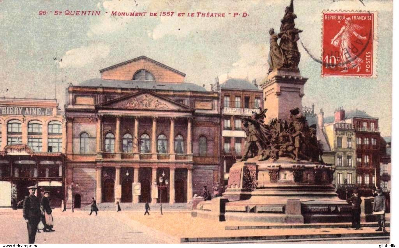 02 - Aisne -  SAINT QUENTIN -  Monument De 1557 Et Le Theatre - Saint Quentin