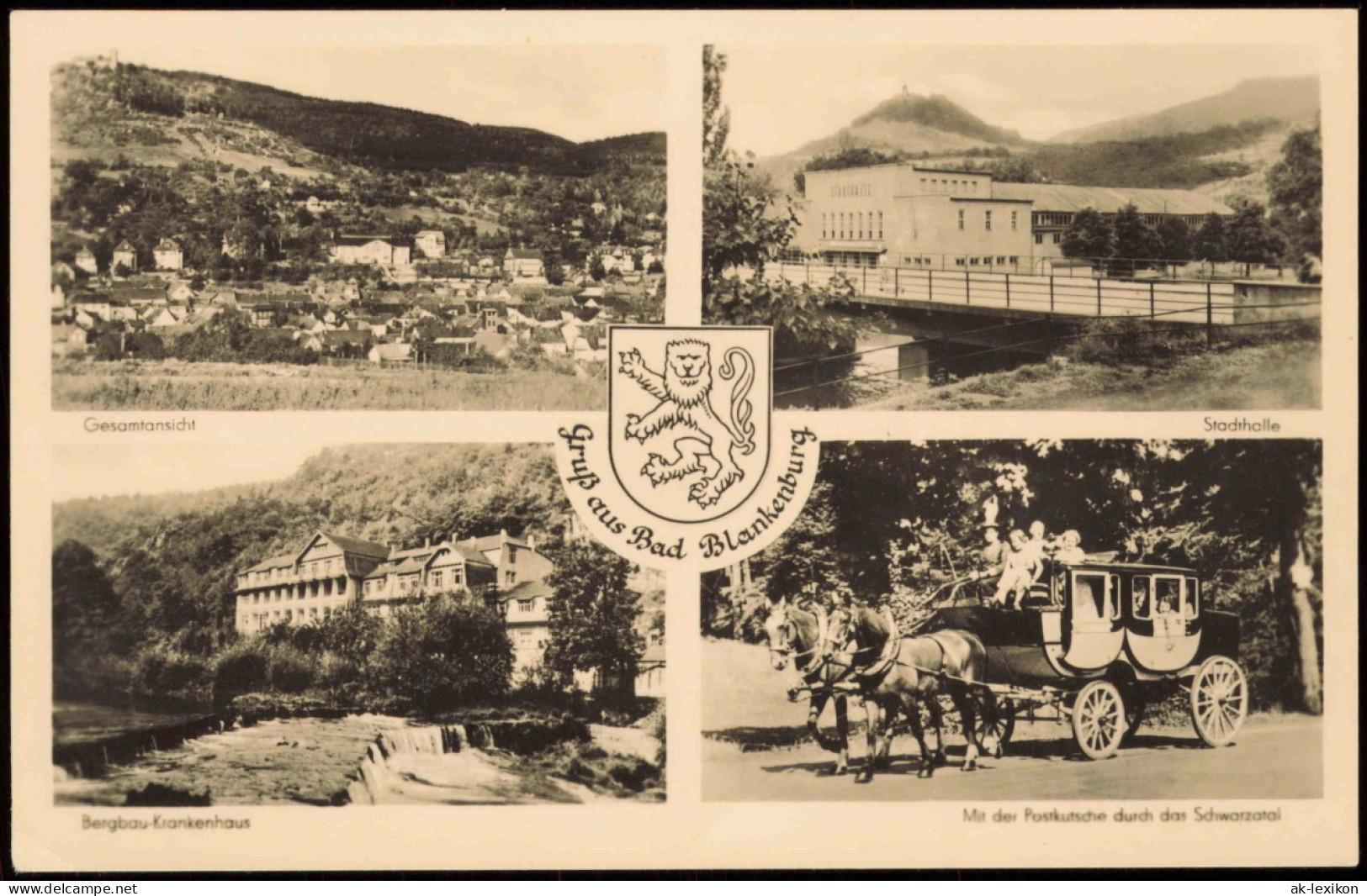 Ansichtskarte Bad Blankenburg Stadthalle, Totale, Kutsche 1960 - Bad Blankenburg