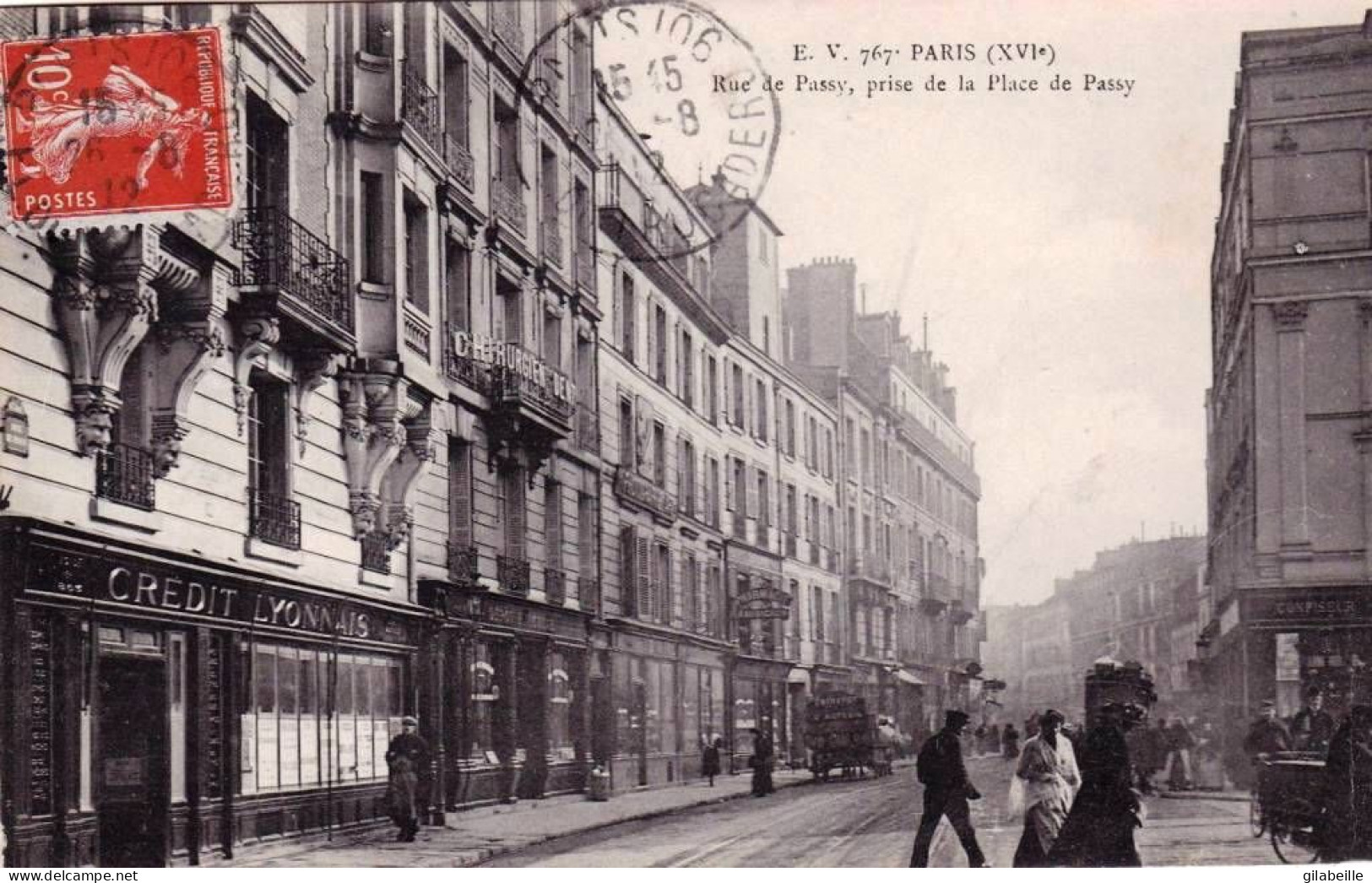 75 - PARIS 16 - Rue De Passy - Vue Prise De La Place De Passy - Credit Lyonnais - District 16