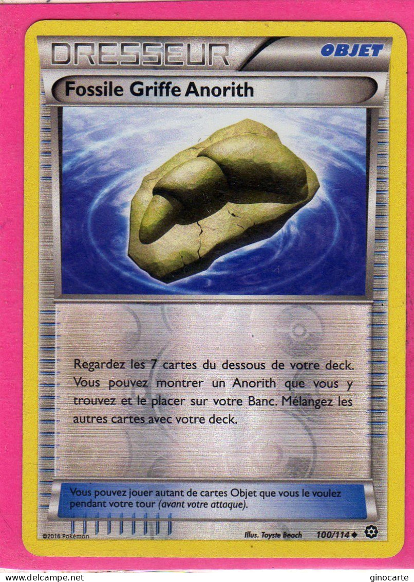 Carte Pokemon Francaise 2016 Xy Offencive Vapeur 100/114 Fossile Griffe Anorith Reverse Bon Etat - XY