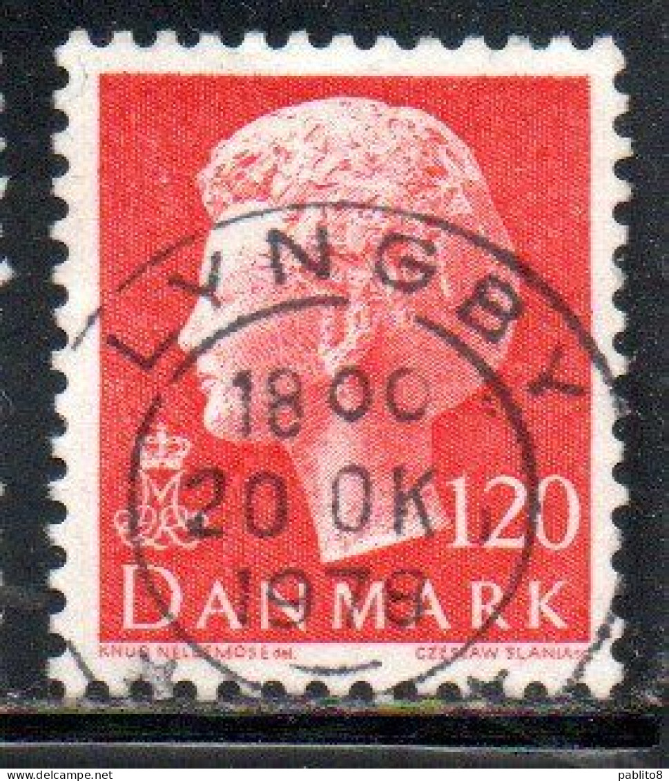 DANEMARK DANMARK DENMARK DANIMARCA 1974 1981 1977 QUEEN MARGRETHE 120o USED USATO OBLITERE' - Used Stamps