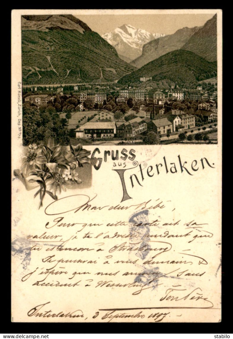 SUISSE - INTERLAKEN - GRUSS AUS - VOYAGE EN 1897 - Other & Unclassified