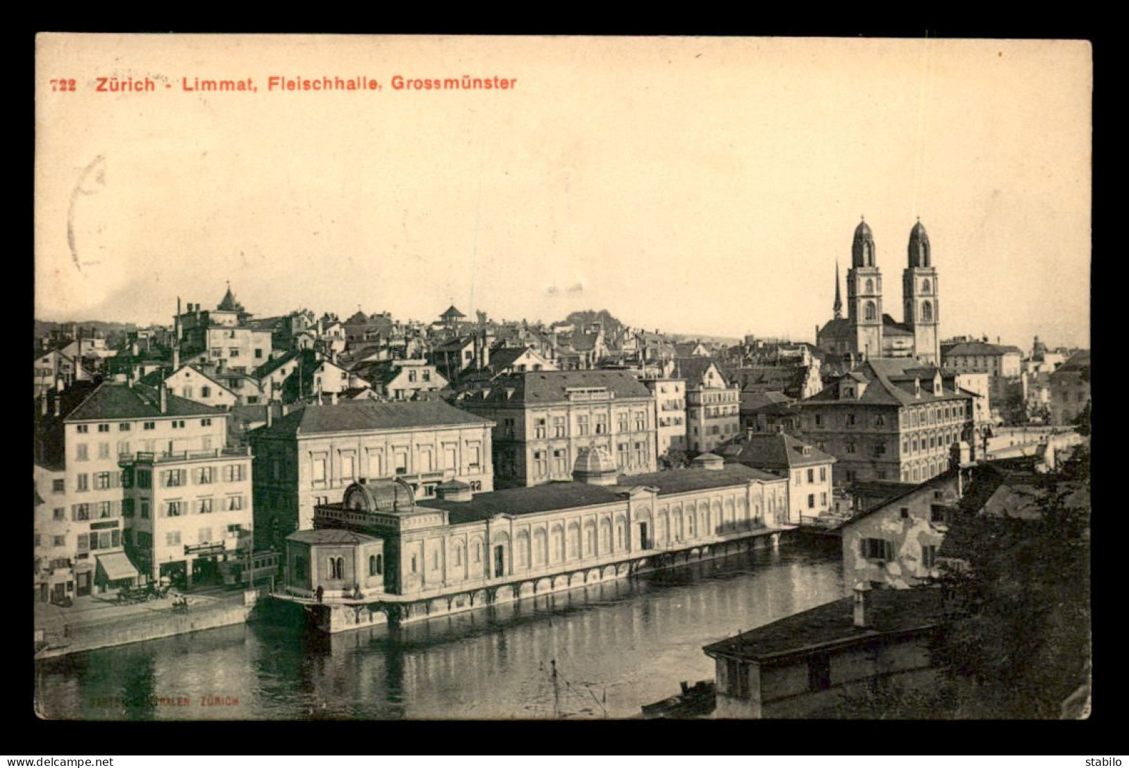 SUISSE - ZURICH - LIMMAT, FLEISCHHALLE, GROSSMUNSTER - CARTE TAXEE - Sonstige & Ohne Zuordnung