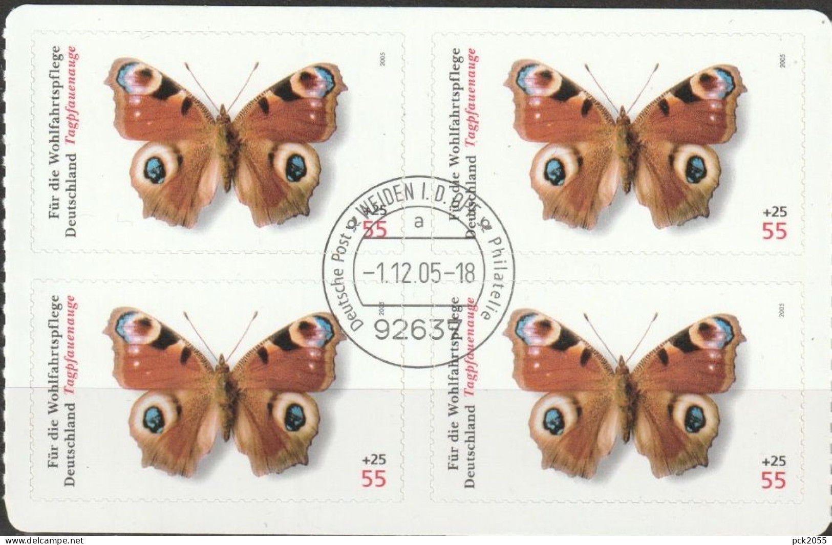 Deutschland 2005 Aus MH 60 Schmetterlinge Mi-Nr. 2504 4er Block O Gest. EST Weiden ( EK31/4 ) - Usados