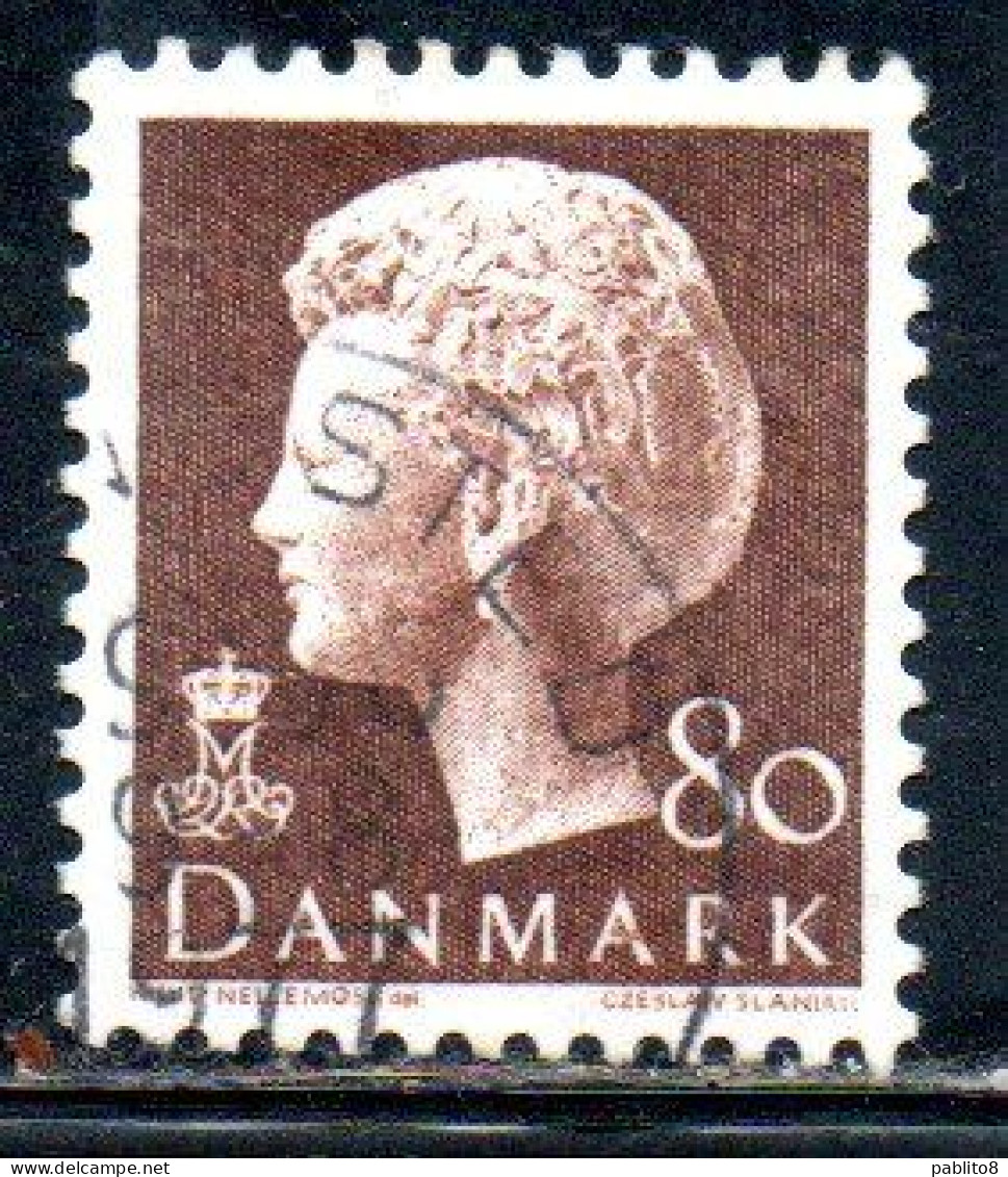 DANEMARK DANMARK DENMARK DANIMARCA 1974 1981 1976 QUEEN MARGRETHE 80o USED USATO OBLITERE' - Used Stamps