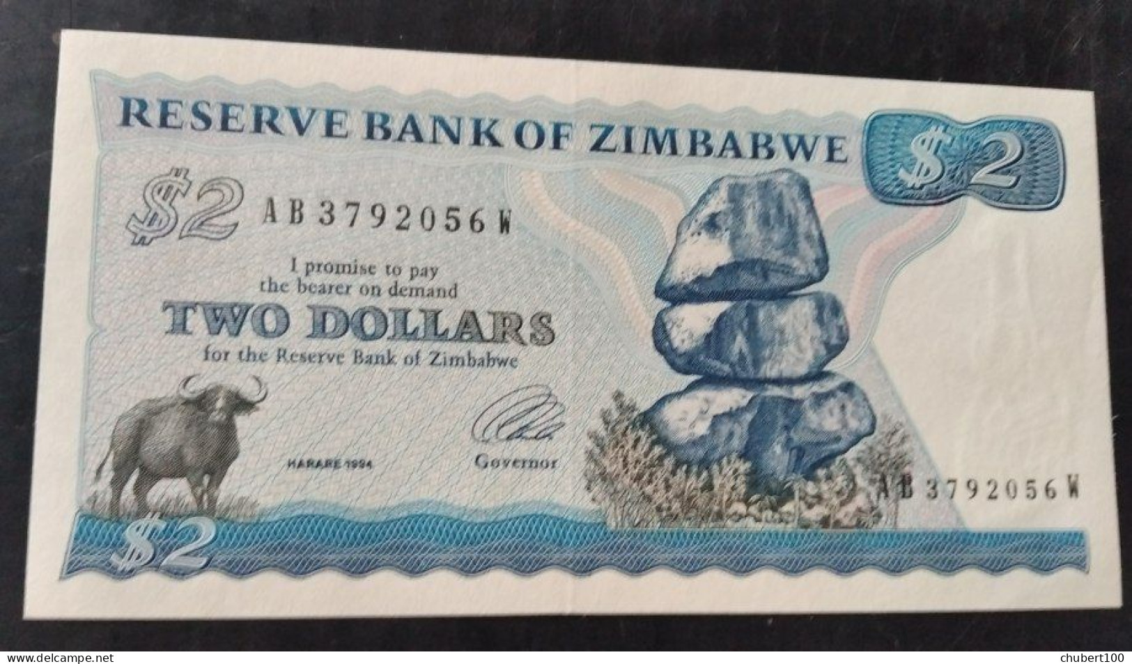 ZIMBABWE ,  P  1d , 2 Dollars , 1994 ,  UNC , Neuf , RARE: Long Neck - Zimbabwe