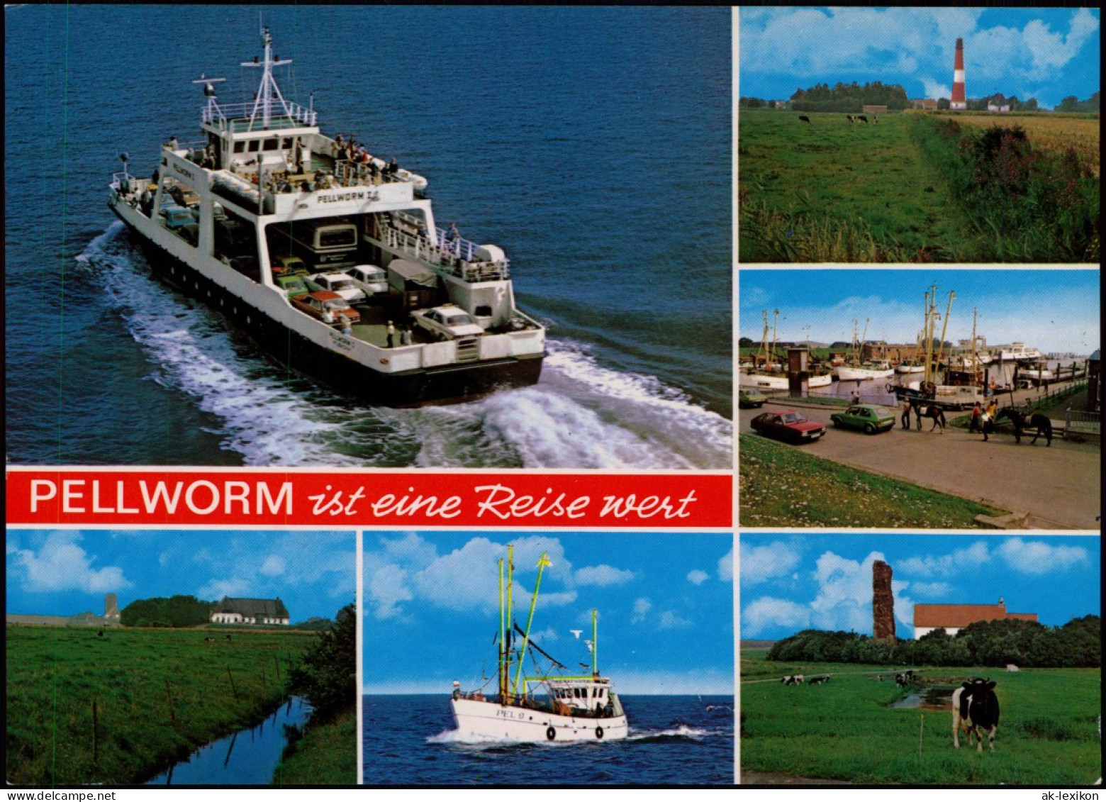 Ansichtskarte Amt Pellworm MB: Fähre Schiff Stadt 1982 - Sonstige & Ohne Zuordnung