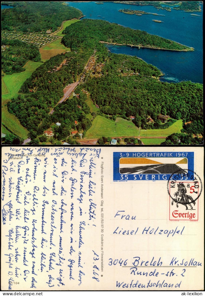 Postcard Karlshamn Luftbild Camping 1976 - Schweden