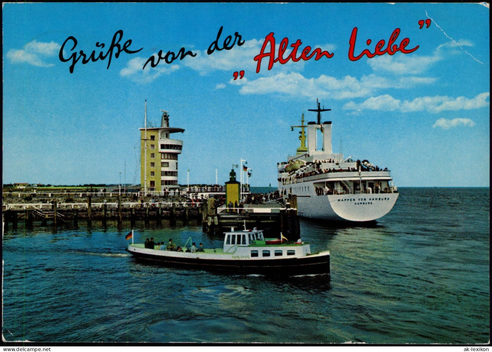 Ansichtskarte Cuxhaven Alte Liebe Mit Schiff Wappen Von Hamburg 1974 - Cuxhaven