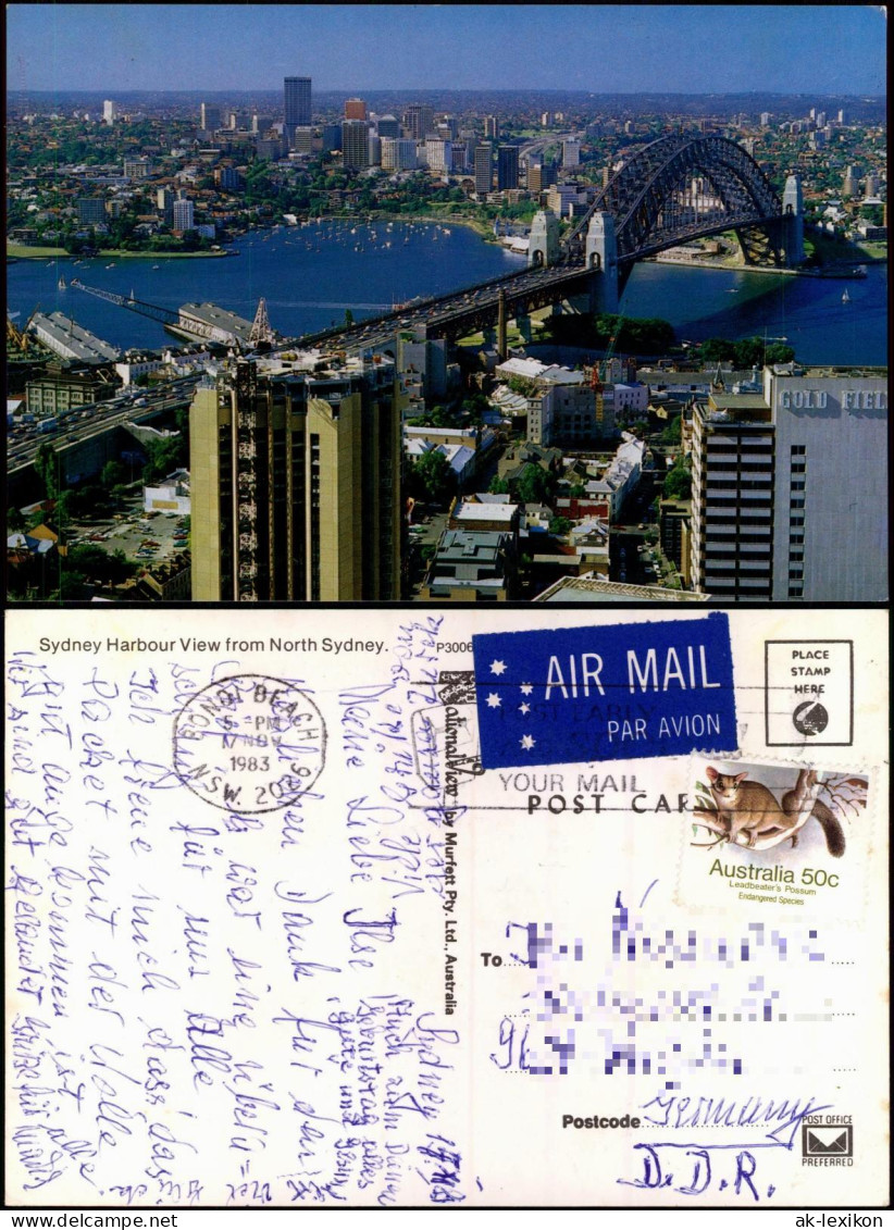 Postcard Sydney Harbour View From North 1983  Gel. Air Mail - Sydney