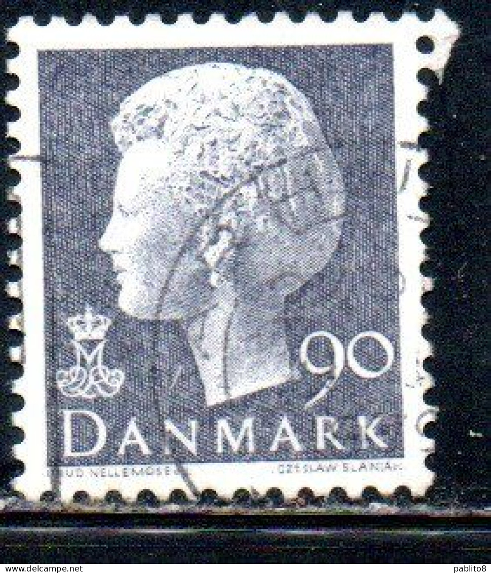 DANEMARK DANMARK DENMARK DANIMARCA 1974 1981 1976 QUEEN MARGRETHE 90o USED USATO OBLITERE' - Used Stamps