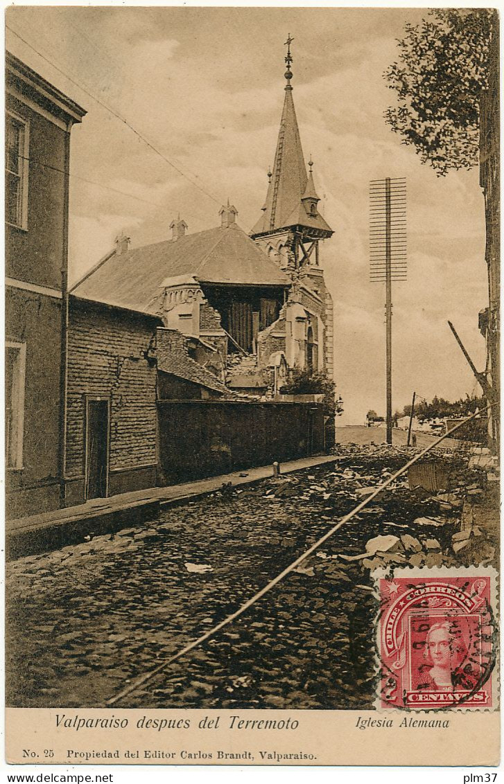 VALPARAISO Despues Del Terremoto - Iglesia Alemana - Chili