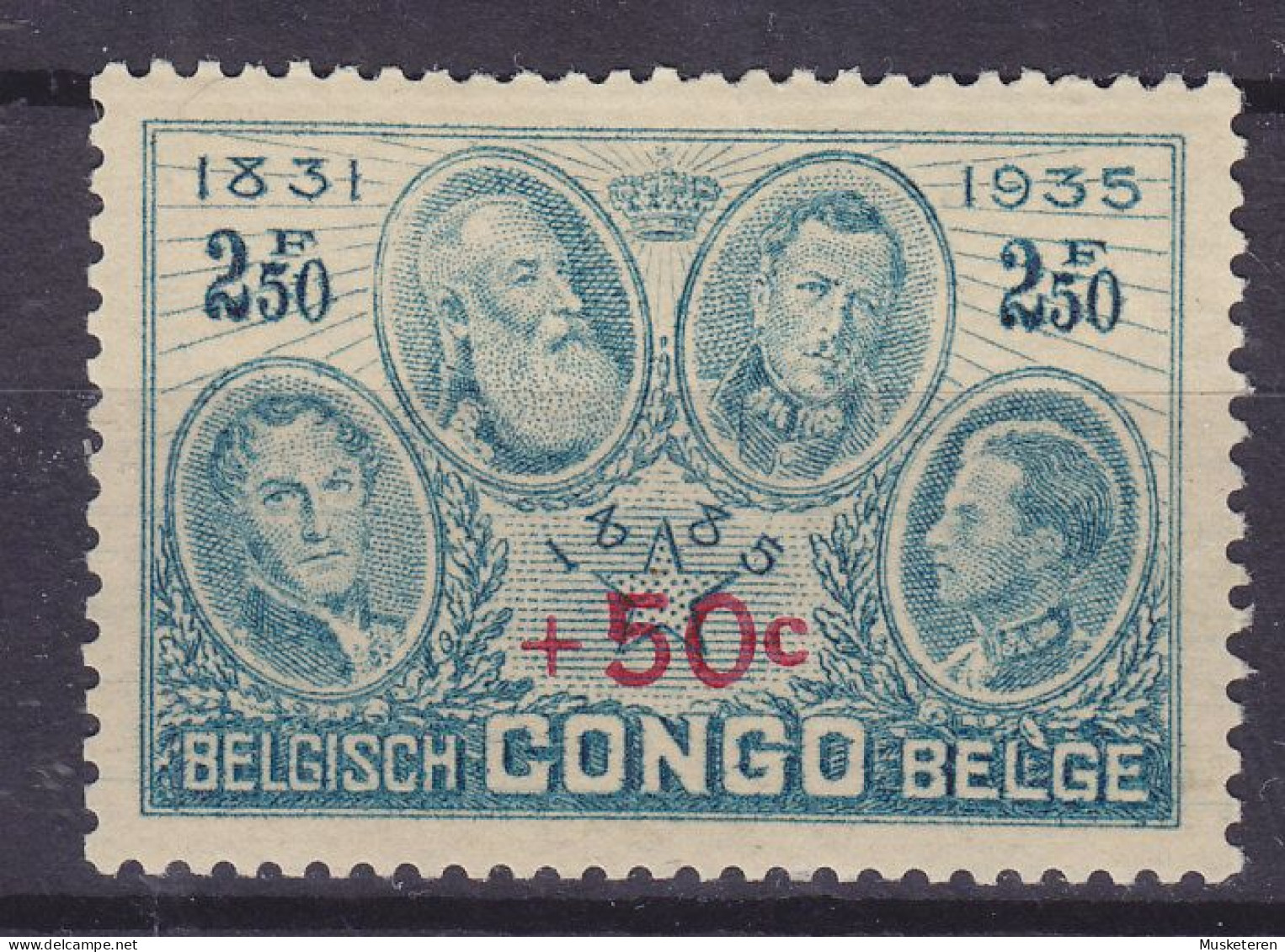 Belgian Congo 1936 Mi. 166, 2.50 Fr. '+ 50c.' König-Albert-Denkmal Overprinted Aufdruck Surchargé, MH* - Ungebraucht