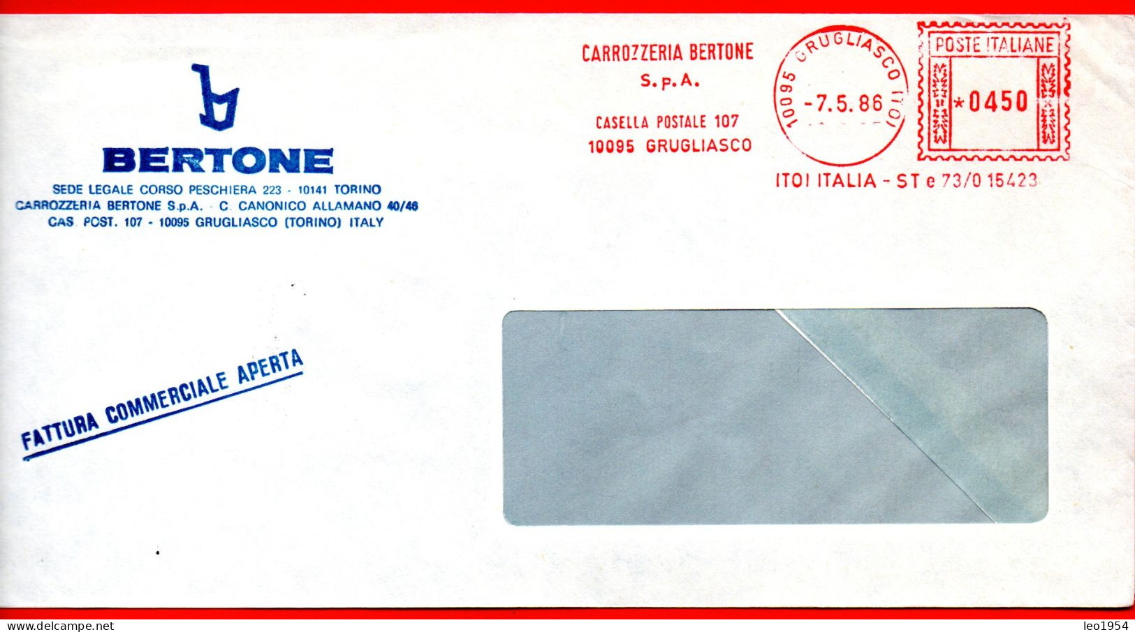1986 CARROZZERIA AUTO BERTONE - AFFRANCATURA MECCANICA - EMA - METER - FREISTEMPEL - Cars