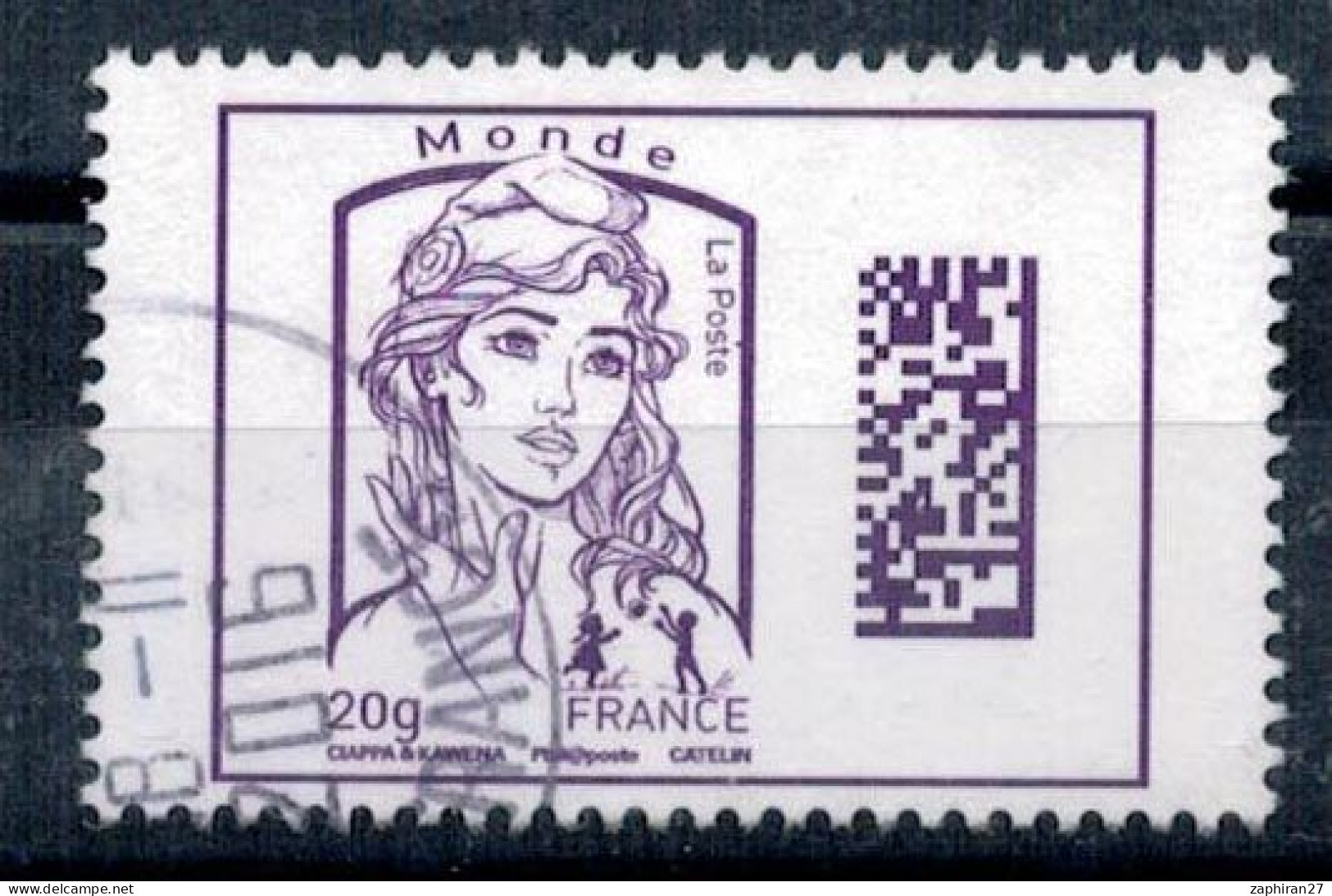 2015 N 4976 MARIANNE CIAPPA DATAMATRIX Mention 20G MONDE OBLITERE  CACHET ROND #234# - Used Stamps