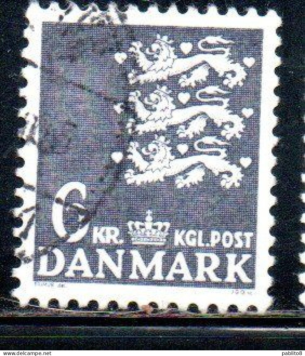 DANEMARK DANMARK DENMARK DANIMARCA 1972 1978 1976 SMALL STATE SEAL 6k USED USATO OBLITERE' - Used Stamps