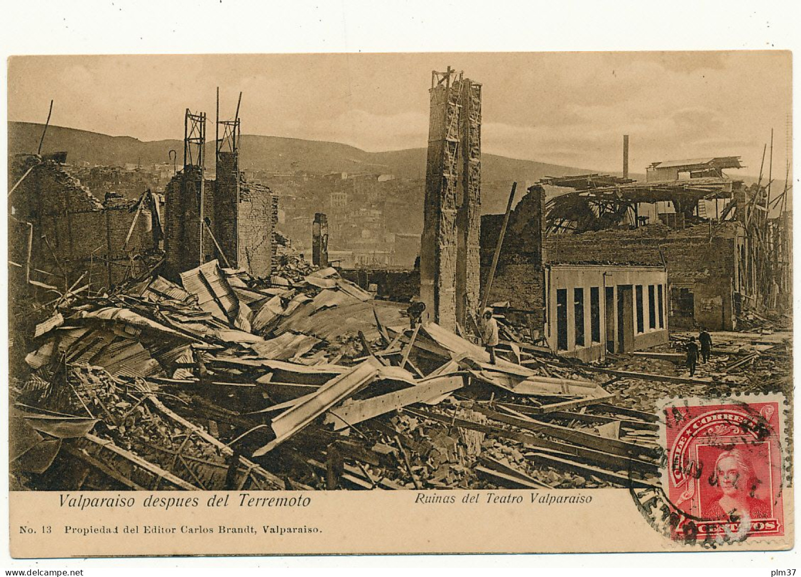 VALPARAISO  Despues Del Terremoto - Ruinas Del Teatro - Chile