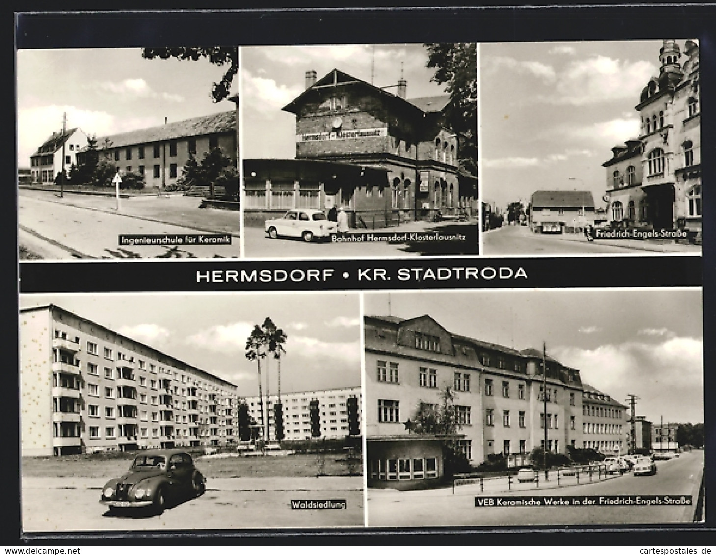 AK Hermsdorf / St, Ingeniuerschule Für Keramik, Bahnhof Hermsdorf-Klosterlausnitz, Friedrich-Engels-Strasse, Waldsied  - Hermsdorf