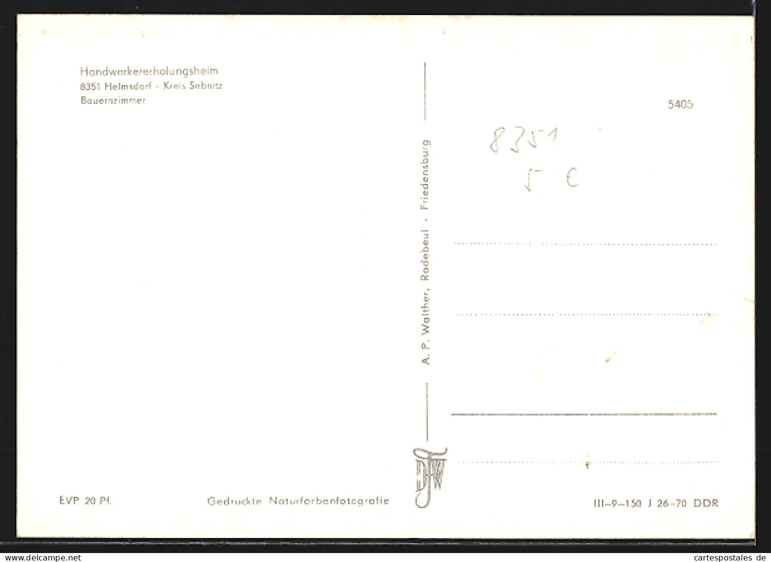 AK Helmsdorf /Kreis Sebnitz, Bauernzimmer Im Handwerkererholungsheim  - Sebnitz