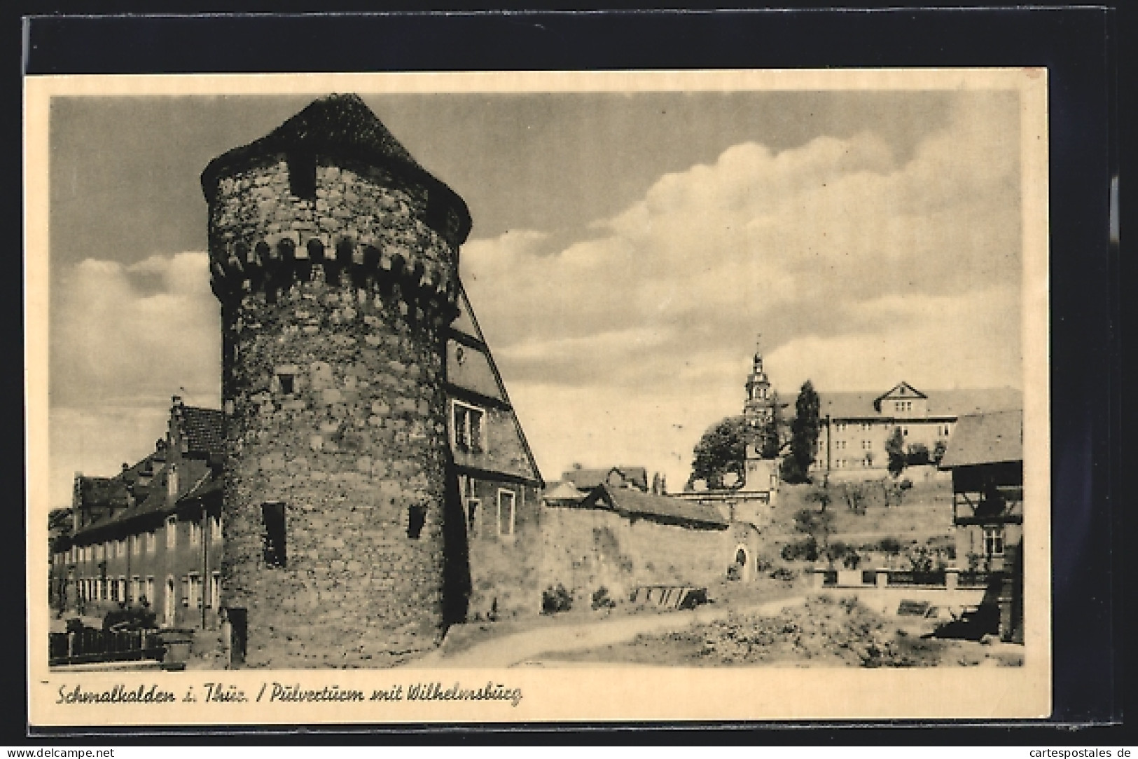 AK Schmalkalden /Th., Pulverturm Mit Wilhelmsburg  - Schmalkalden