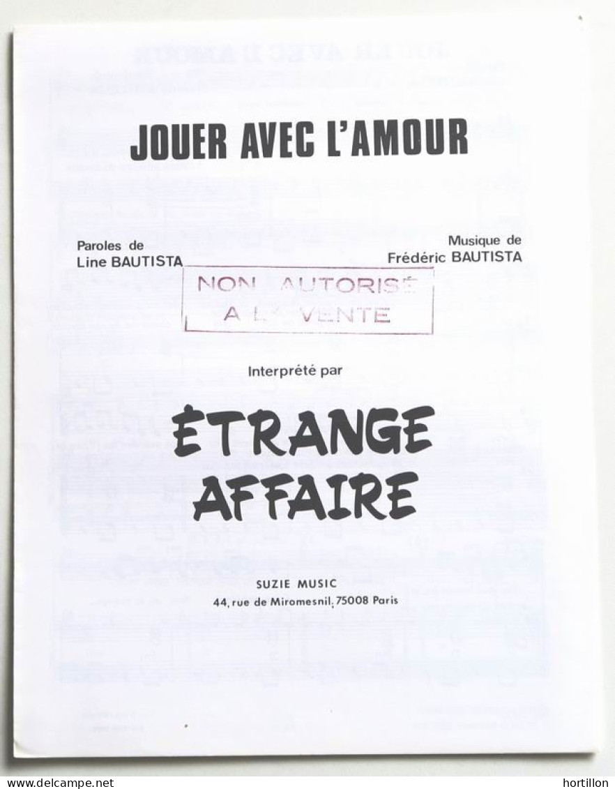 Partition Sheet Music ETRANGE AFFAIRE : Jouer Avec L'Amour * 80's Bautista - Libri Di Canti