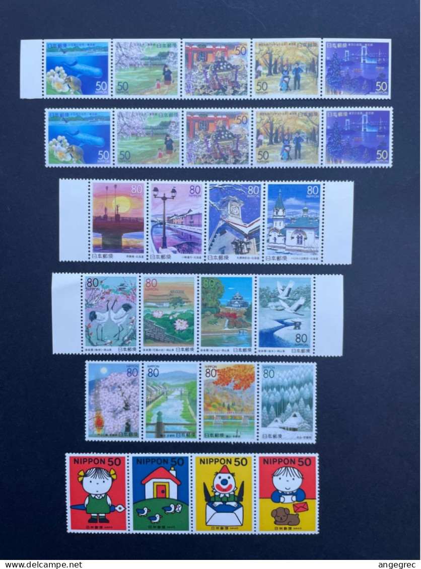 Timbre Japon 2000 Lot De 11 Bande Horizontal Et Verticale Soit 53 Timbre Neuf ** - Lots & Serien