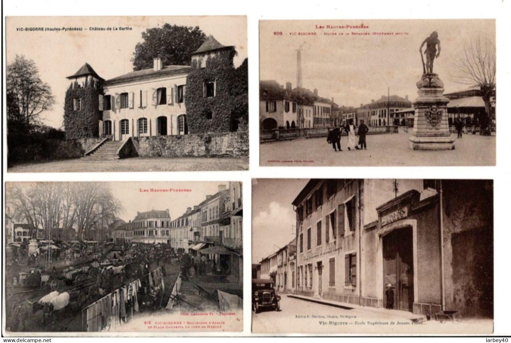 65 - VIC  BIGORRE -ecole Superieure De Jeunes Filles - Ect- Chateau De La Barthe  - 5 Cartes Postales Ancienne - Vic Sur Bigorre