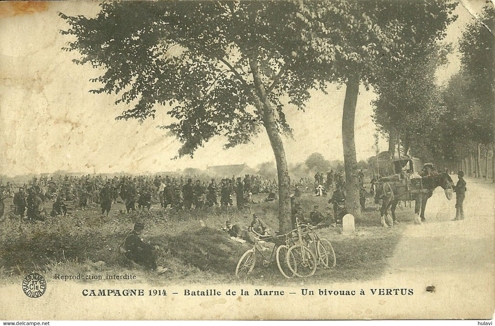 51  UN BIVOUAC A VERTUS - BATAILLE DE LA MARNE 1914 (militaria) (ref 23811) - Vertus