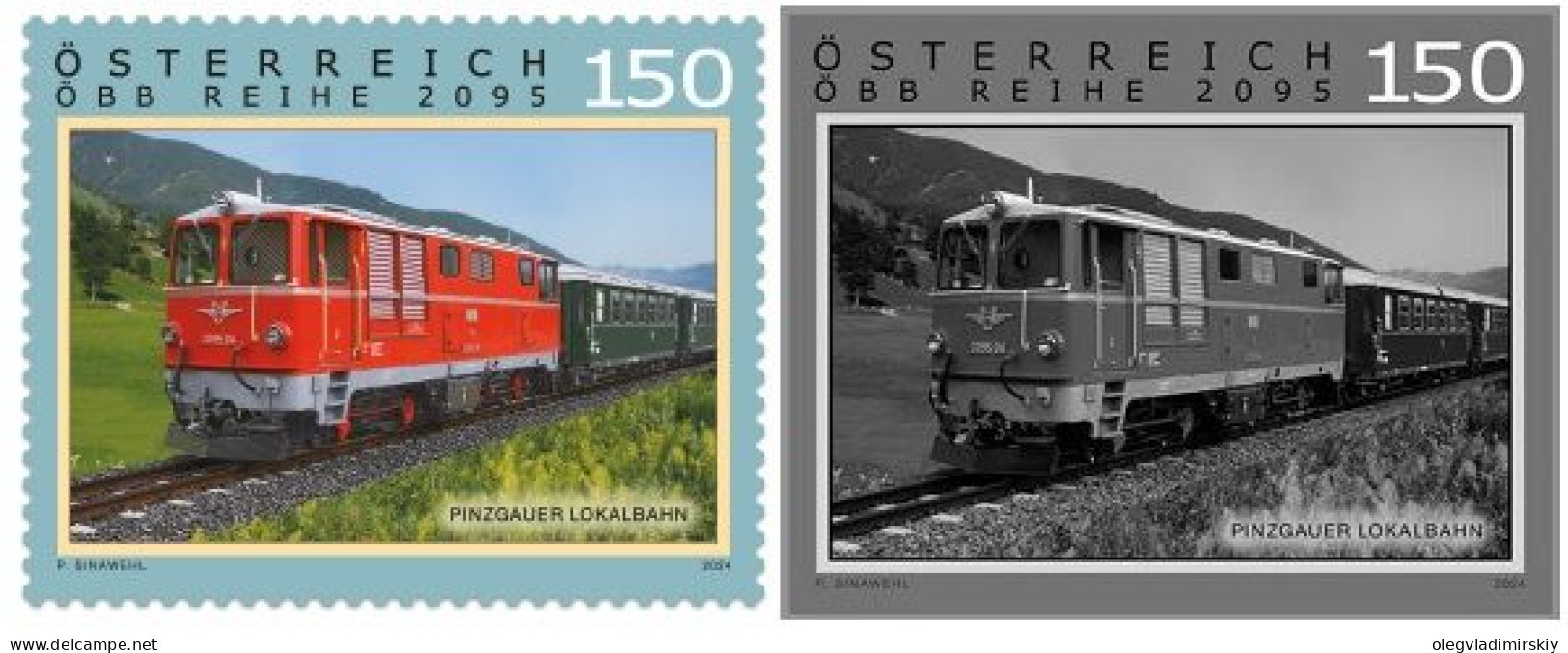 Austria Österreich L'Autriche 2024 Pinzgau Local Railway Train Locomotive Set Of Stamp And Black Print Proof MNH - Ungebraucht
