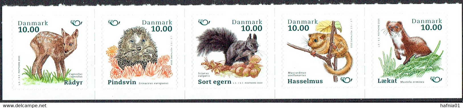 Denmark 2020. Fauna. 5-strip. MNH - Unused Stamps