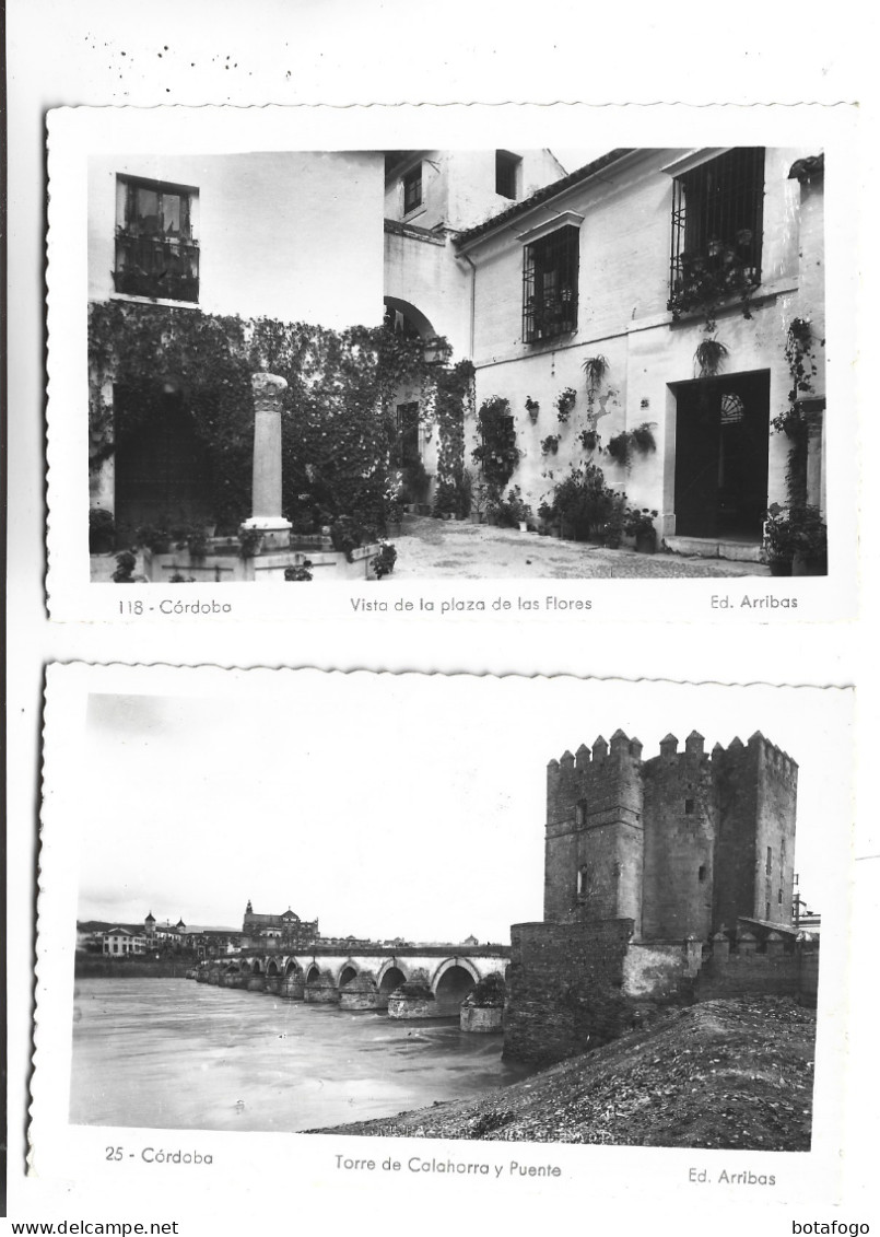 2 CPA PHOTO CORDOBA , TORRE DE CALAHORRA , Y VISTA DE LA PLAZA DE LAS FLORES - Córdoba