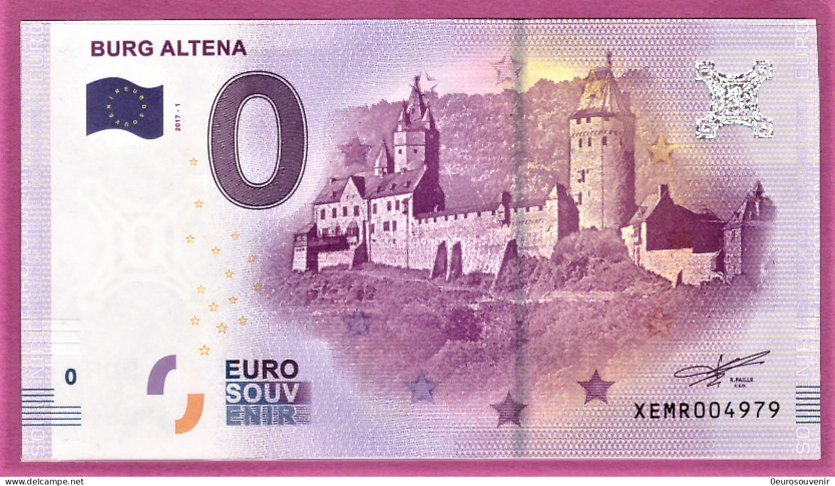 0-Euro XEMR 1 2017 BURG ALTENA  S-2a Grün - Essais Privés / Non-officiels