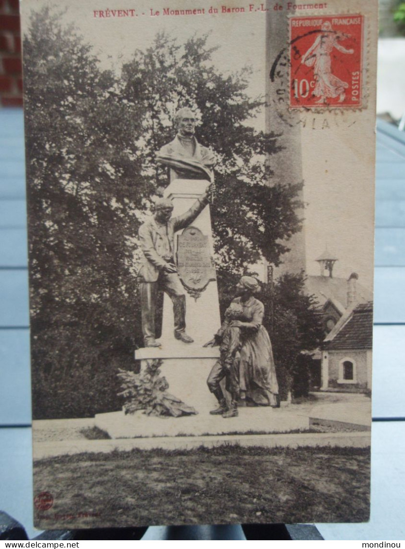 Cpa FREVENT Le Monument Du Baron F.L. De Fourment, Adressée à Saint-Pol-sur-Ternoise - Other & Unclassified