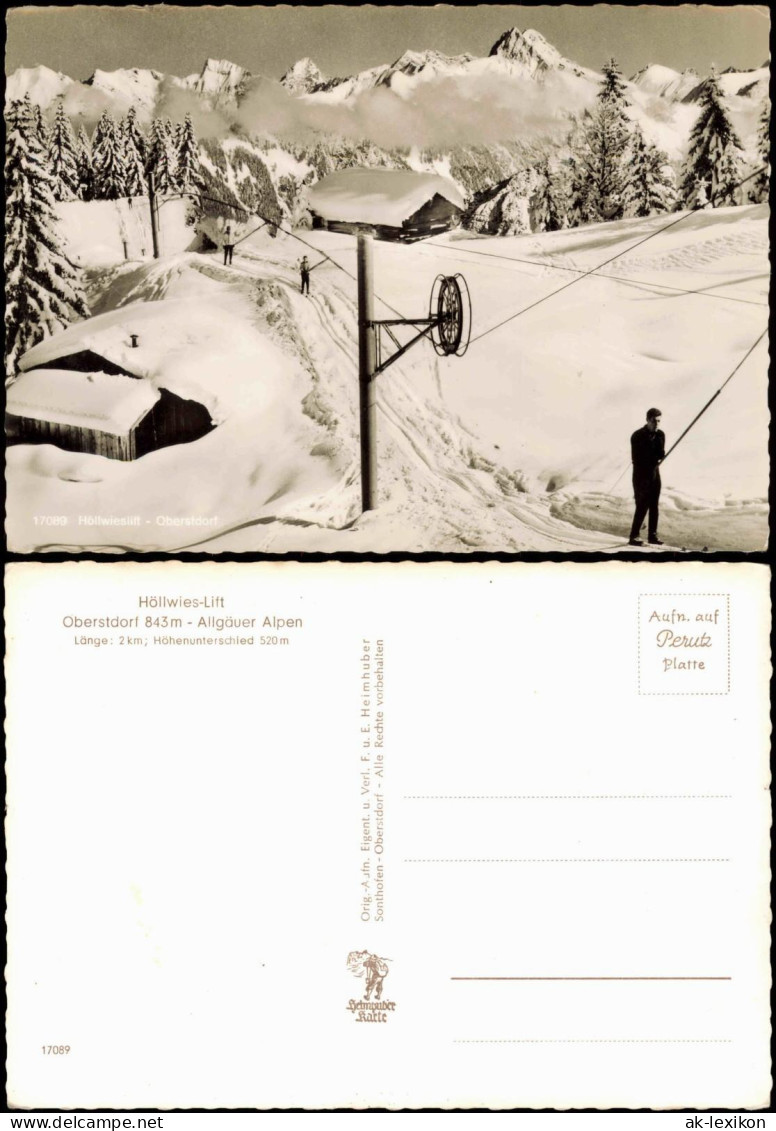 Ansichtskarte Oberstdorf (Allgäu) Hollwieslift Skifahrer Im Winter 1961 - Oberstdorf