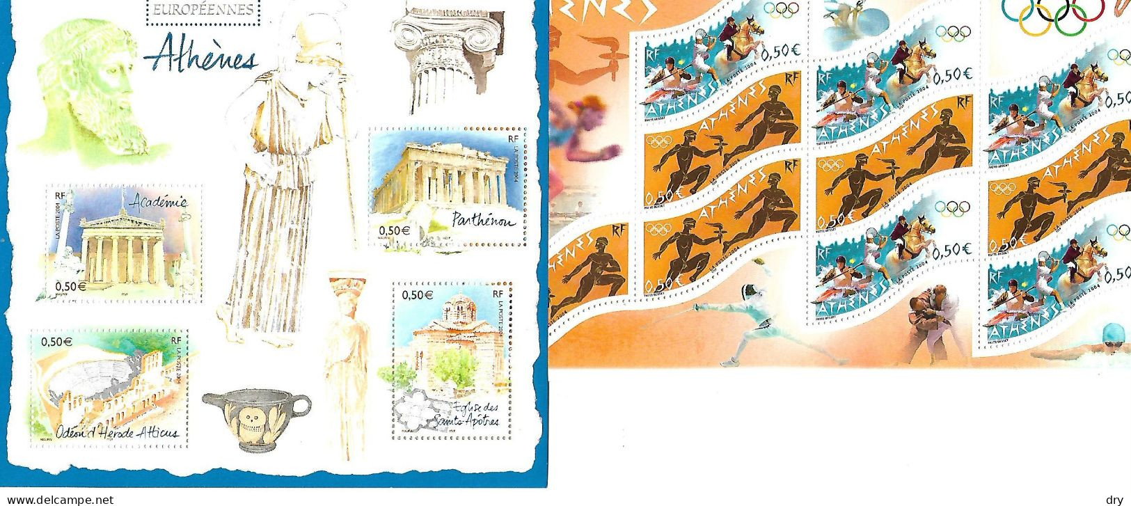 France 2004. Lot Feuillets N° 73 Et 78. Neufs**. Athènes JO + Athènes. Faciale - 20 %. Envoi Gratuit. - Mint/Hinged