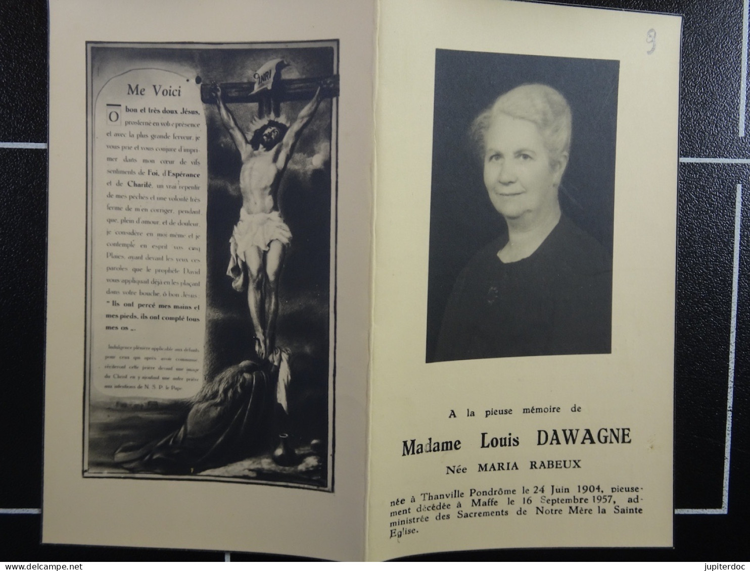 Maria Rabeux épse Dawagne Thanville Pondrôme 1904 Maffe 1957  /9/ - Devotion Images