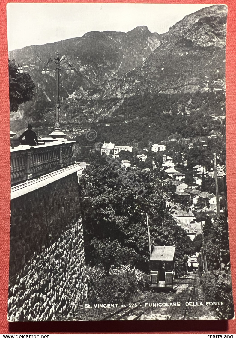 Cartolina - Saint Vincent ( Valle D'Aosta ) - Funicolare Della Fonte - 1949 - Sonstige & Ohne Zuordnung