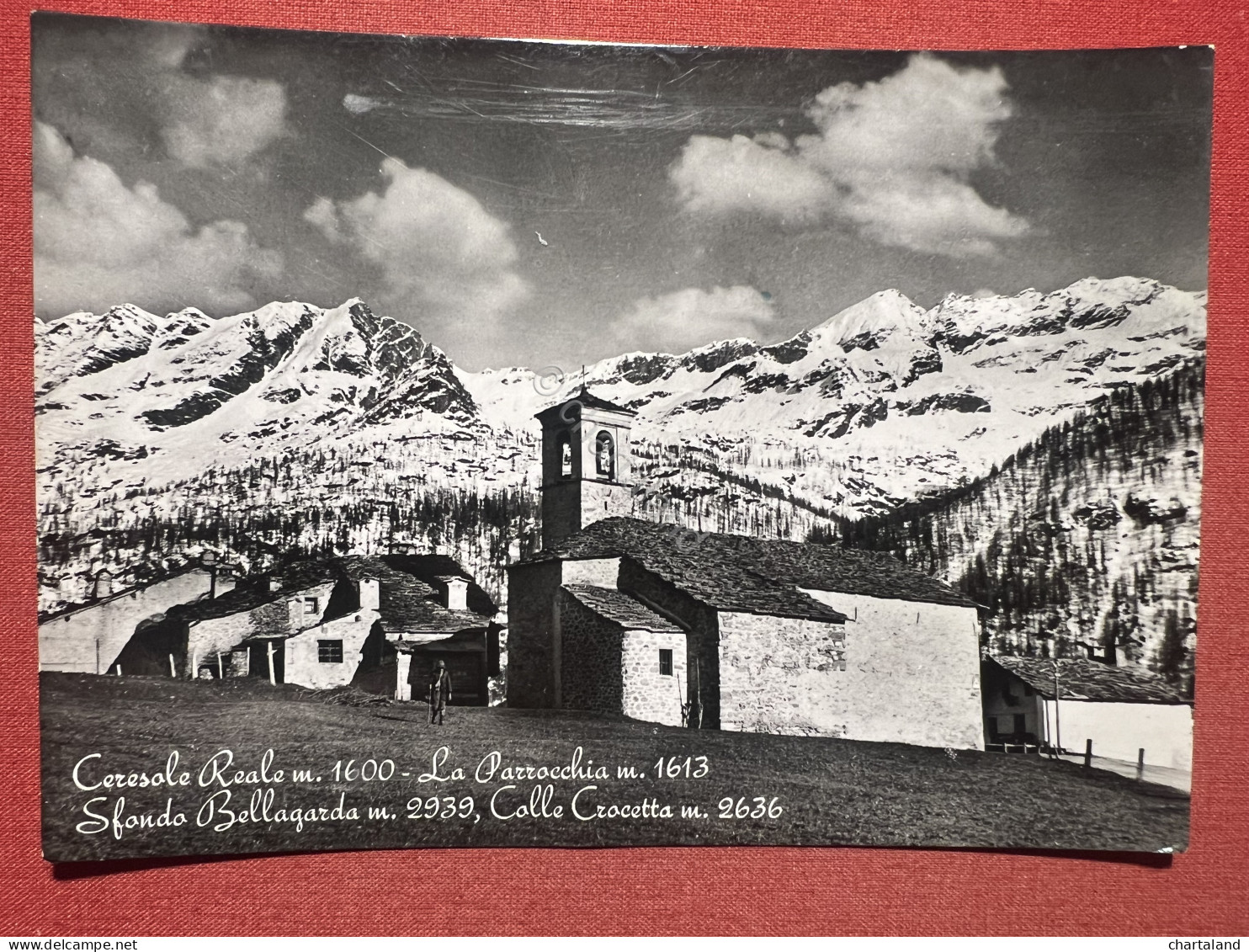 Cartolina - Ceresole Reale ( Torino ) - La Parrocchia - Sfondo Bellagarda - 1953 - Otros & Sin Clasificación