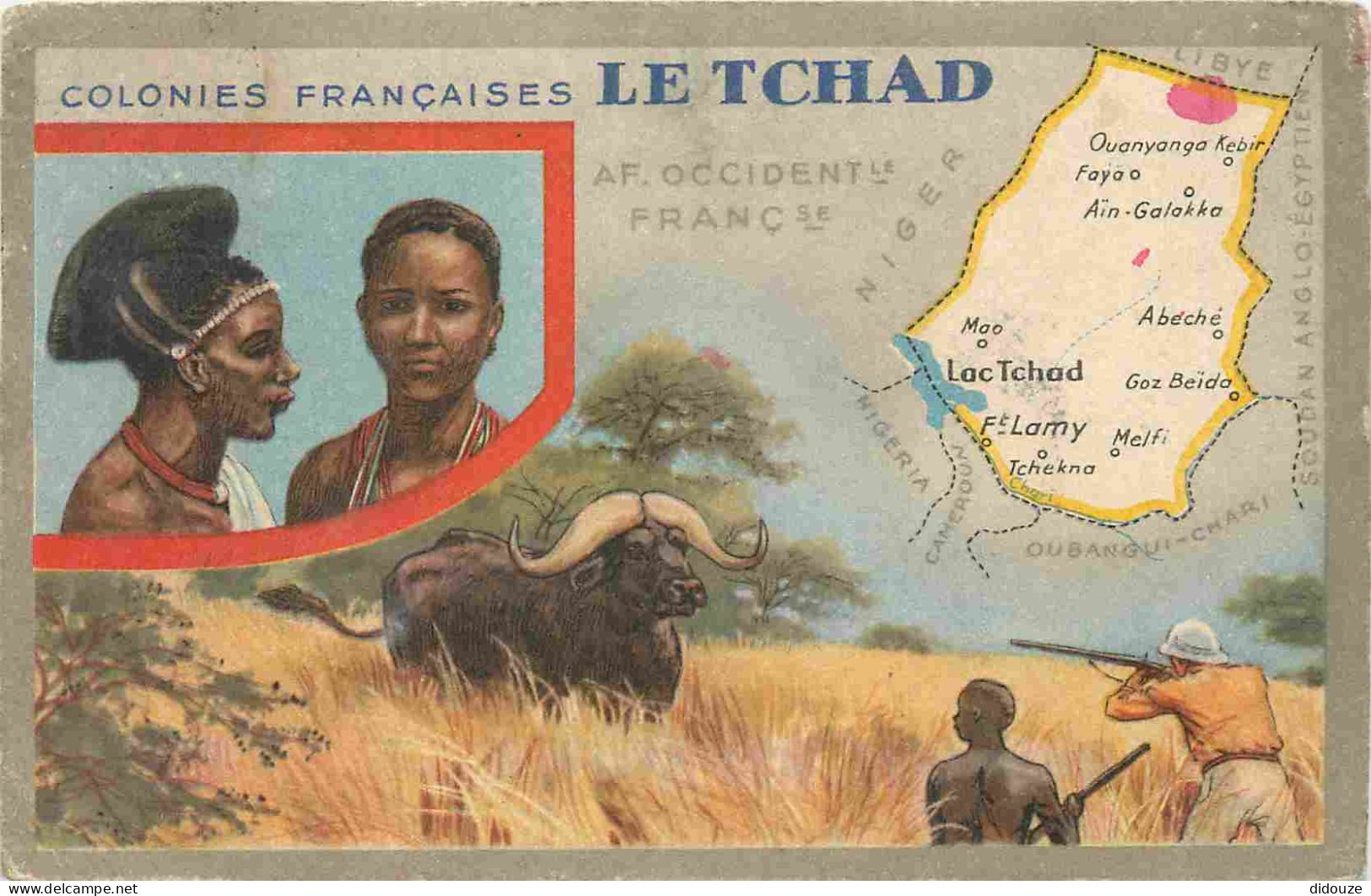 Tchad - Carte Les Colonie Françaises - Illustration - CPA - Voir Etat Au Dos - Voir Scans Recto-Verso - Ciad