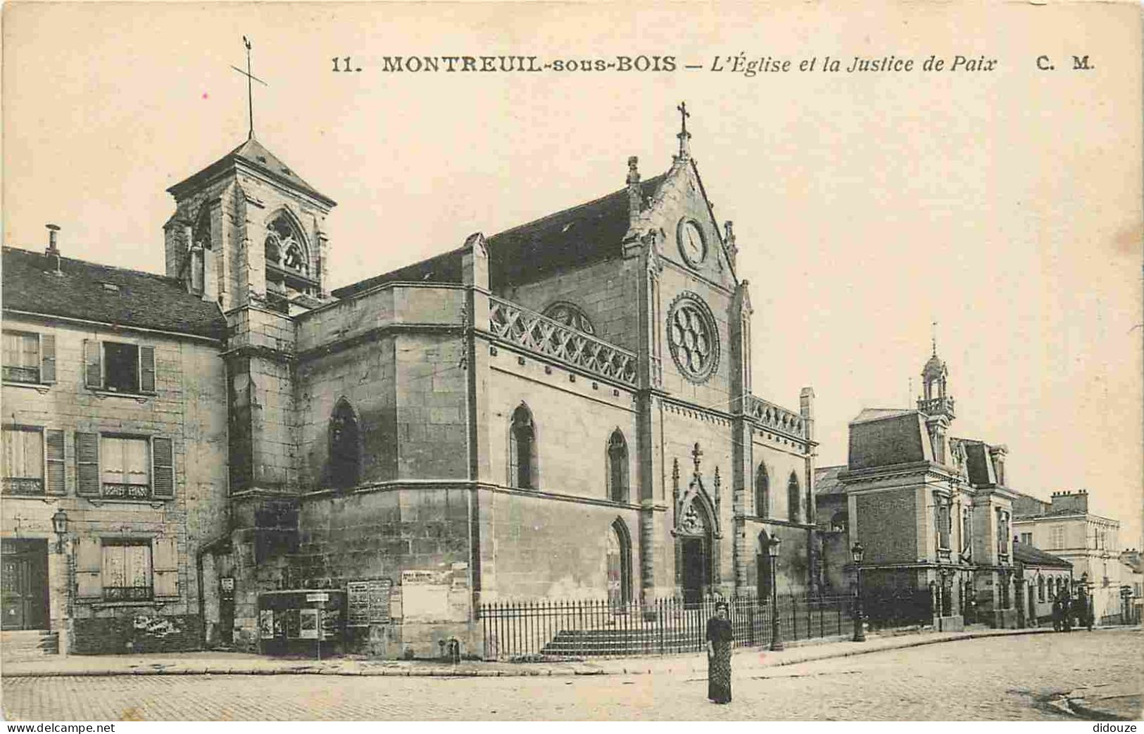 93 - Montreuil Sous Bois - L'Eglise Et La Justice De Paix - Animée - Correspondance - CPA - Voir Scans Recto-Verso - Montreuil