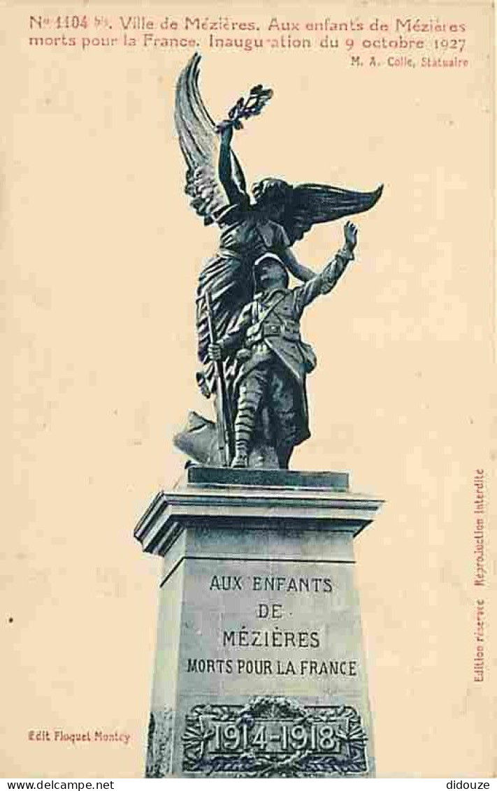 08 - Mézières - Monumentaux Aux Morts Inauguré Le 9 Octobre 1927 - Correspondance - Voyagée En 1934 - CPA - Voir Scans R - Charleville