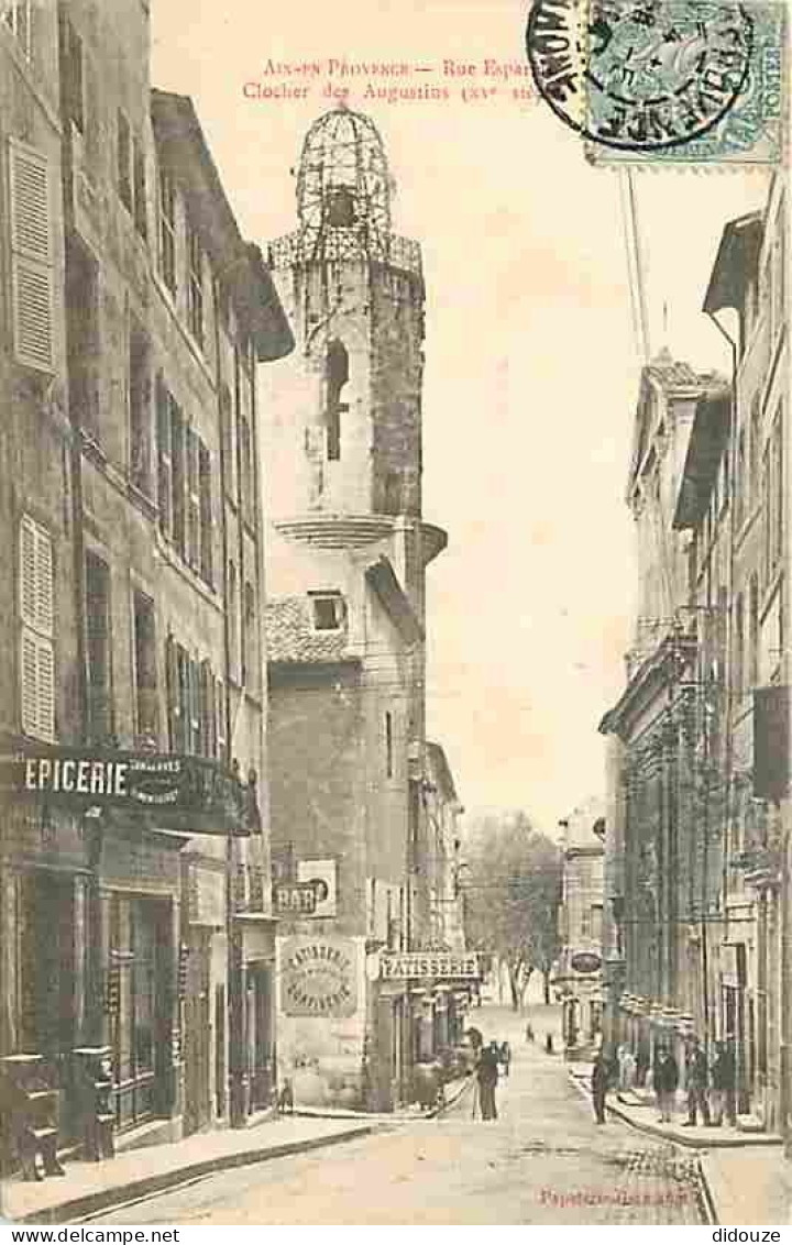 13 - Aix En Provence - Rue Esparint - Clocher Des Augustins - Animée - CPA - Voir Scans Recto-Verso - Aix En Provence