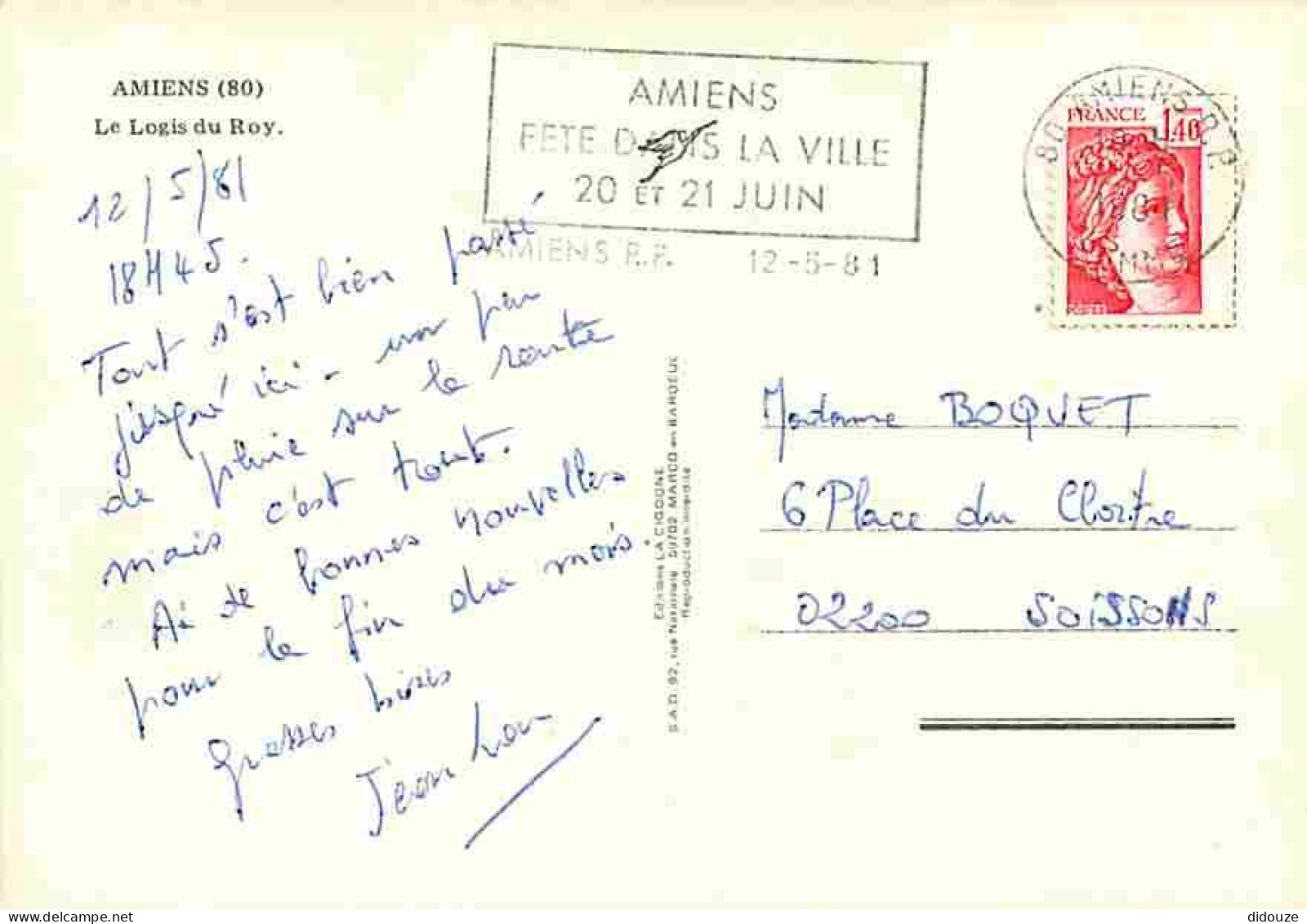 80 - Amiens - Le Logis Du Roy - Automobiles - Flamme Postale - CPM - Voir Scans Recto-Verso - Amiens