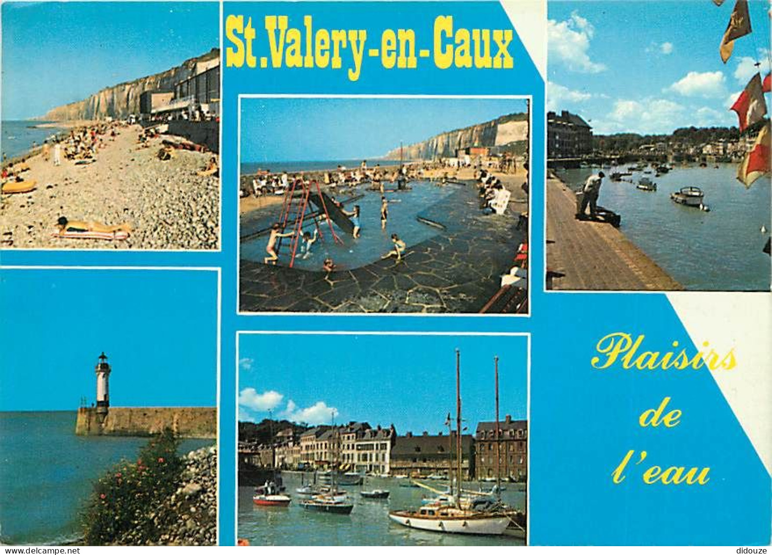 76 - Saint Valery En Caux - Multivues - Bateaux - Scènes De Plage - Flamme Postale De Etretat - CPM - Voir Scans Recto-V - Saint Valery En Caux