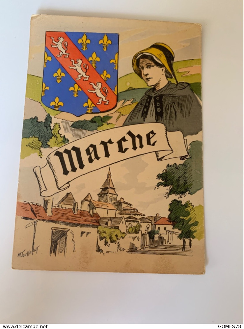 A30- Illustrateur Maurice Toussaint La Marche Très Belle Cpa Avec Drapeau Région Rare - Maurice