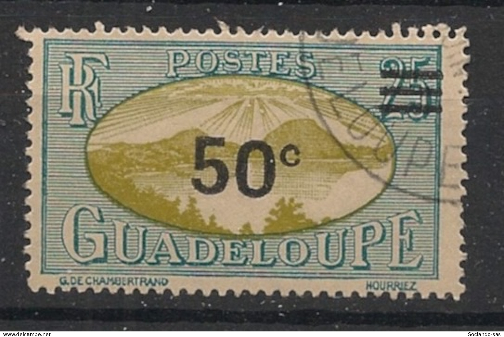 GUADELOUPE - 1943-44 - N°YT. 166 - Rade Des Saintes 50c Sur 25c - Oblitéré / Used - Used Stamps