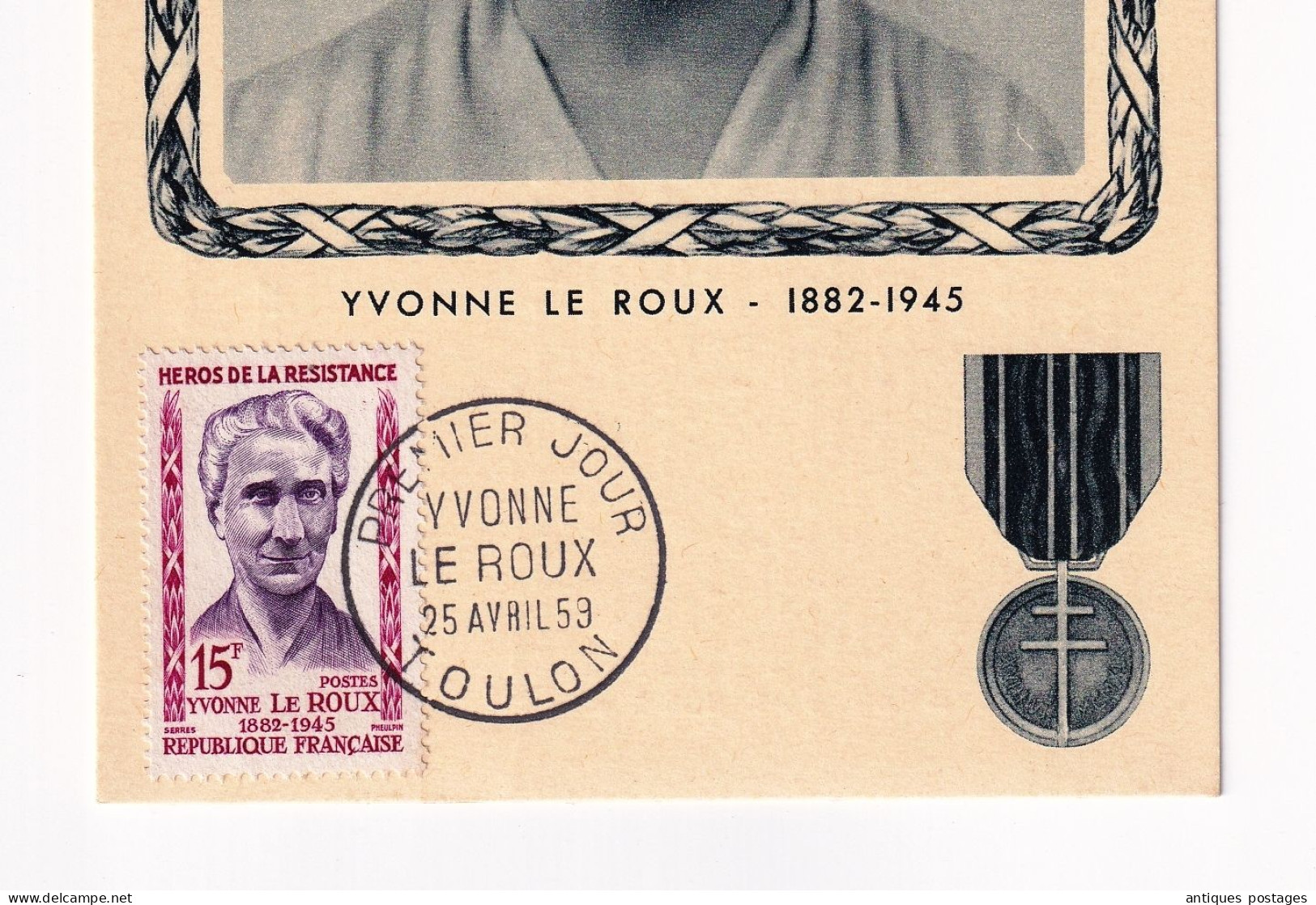 Yvonne Le Roux 1959 Toulon Var Résistance Seconde Guerre Mondiale WW2 - 1950-1959