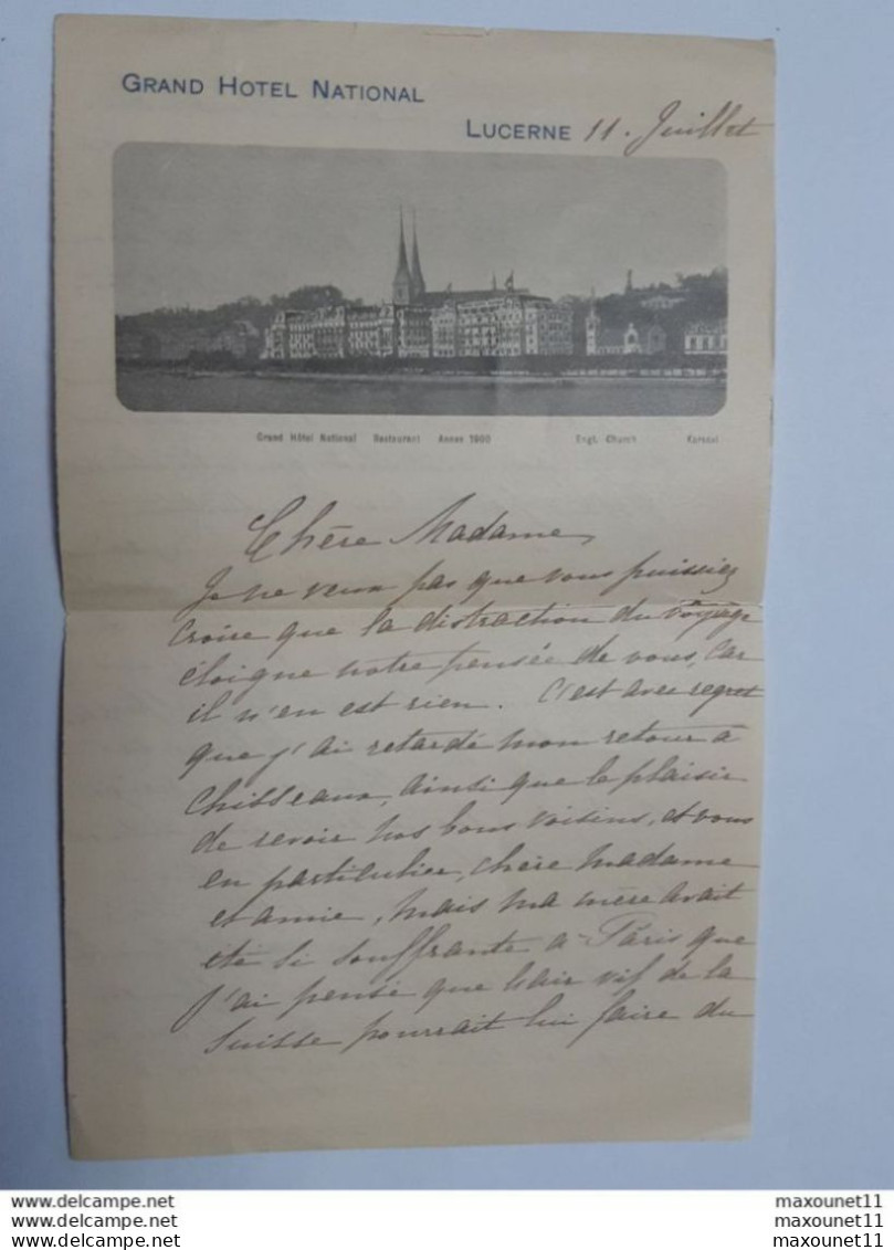 Lettre Envoyée Du Grand Hôtel National De Lucerne .. Lot90 . - Historical Documents